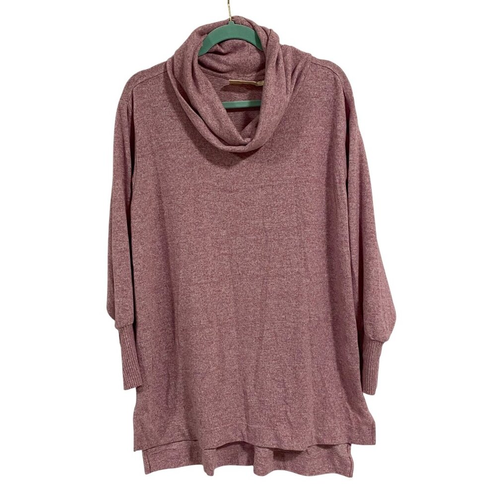 Anthropologie Maeve Knit Cowl Neck Tunic Sweater Heathered Pink Size M